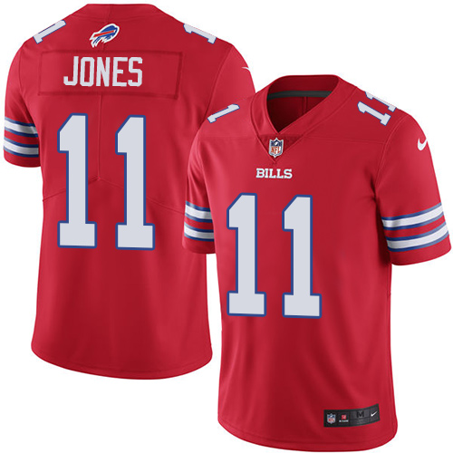 Nike Bills #11 Zay Jones Red Men's Stitched NFL Limited Rush Jersey - Click Image to Close